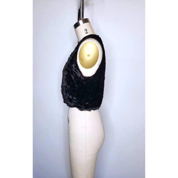 Vintage Black VELVET Vest Cropped by ARTBRO Black Velvet Bolero Vest Sequined XS - Picture 5 of 10